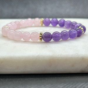 Rose Quartz & Lepidolite Natural Gemstone Bracelet